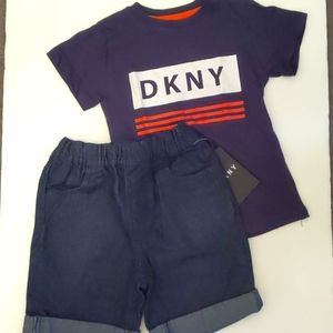 DKNY boys toddler two piece shorts and tee shirt